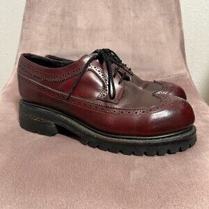 VTG Muro Welt Chunky Oxford Platfrom Shoes Womens 9 Red Leather Steel Toe